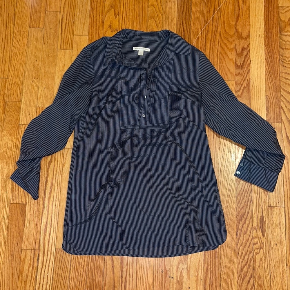 Navy pinstripe shirt dress, banana republic